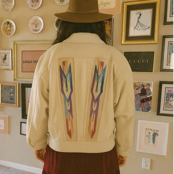 Vintage Pioneer Wear Golden Collection Handwoven‎ Chimayo Cropped Wool  Jacket - Picture 3 of 11